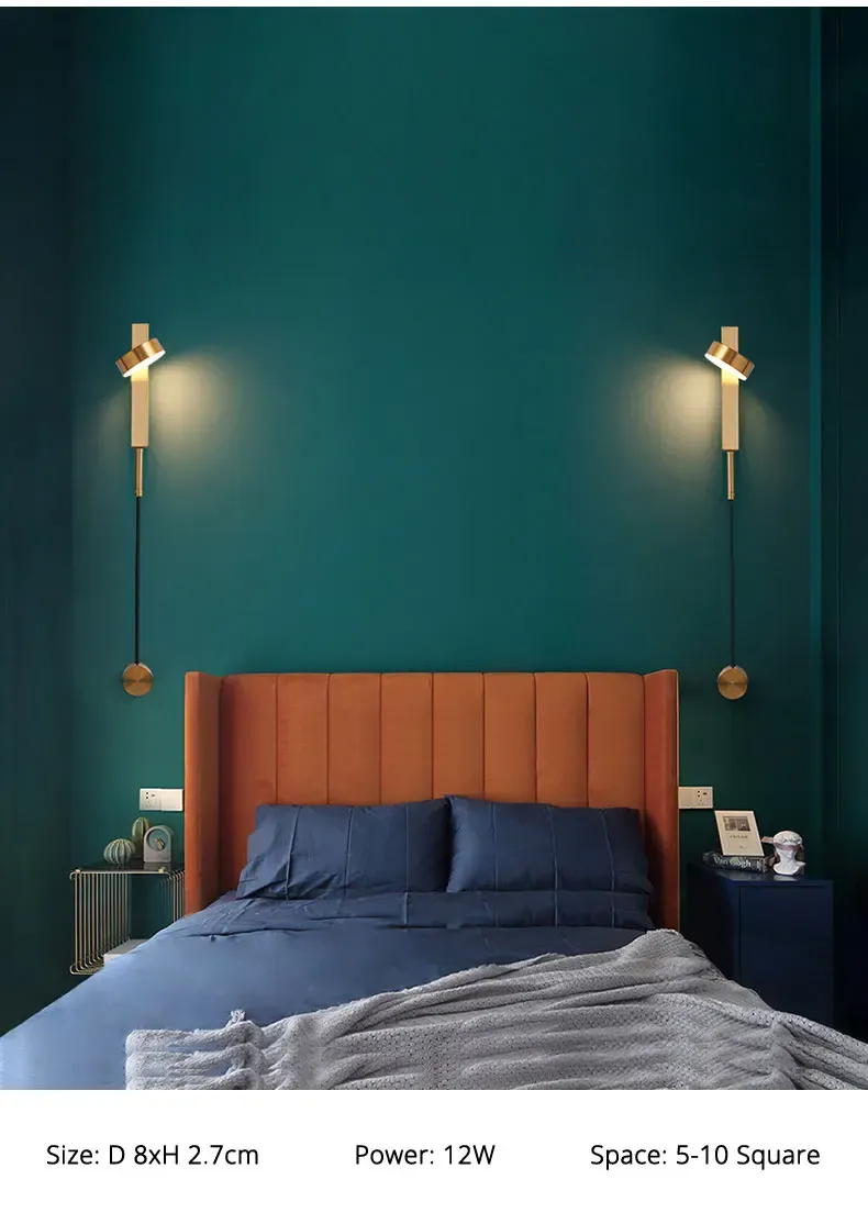 מנורת קיר נורדית מינימליסטית לחדר שינה ולמסדרון