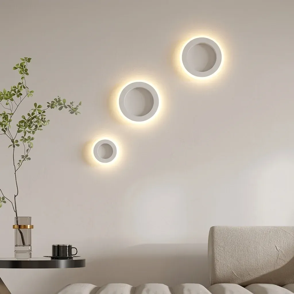 מנורת קיר גבס עגולה בעיצוב ארט דקו